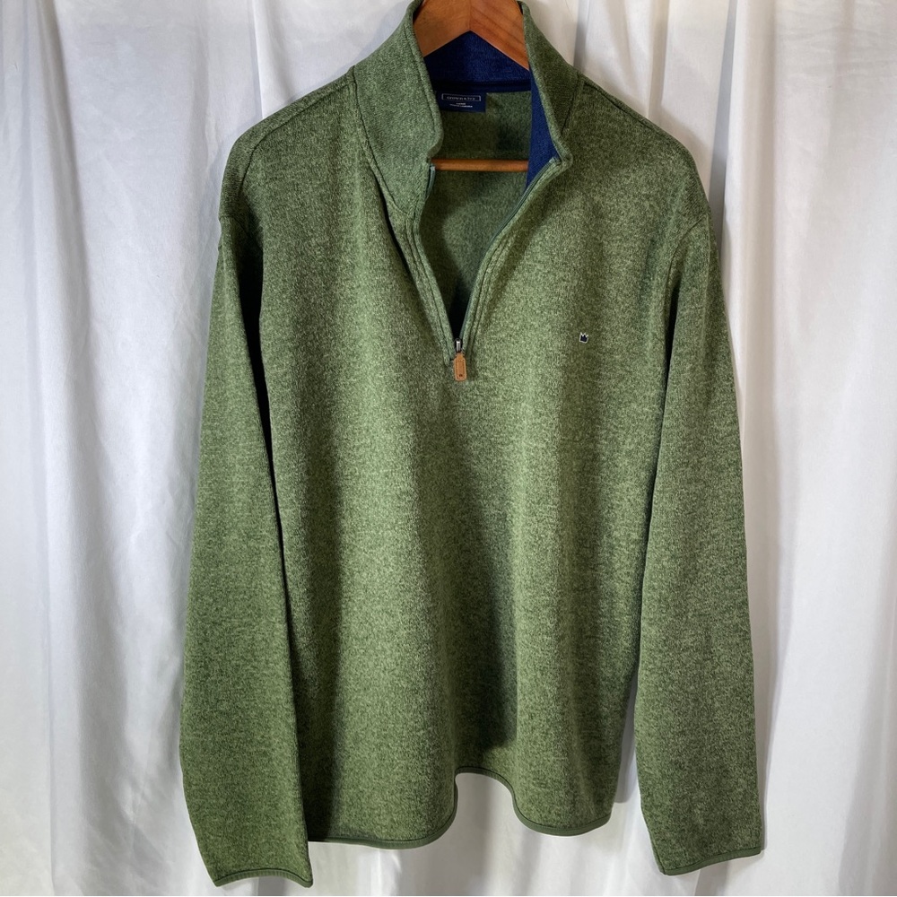 Crown & Ivy Olive Heather  Zip-Up Men's Sweater Large